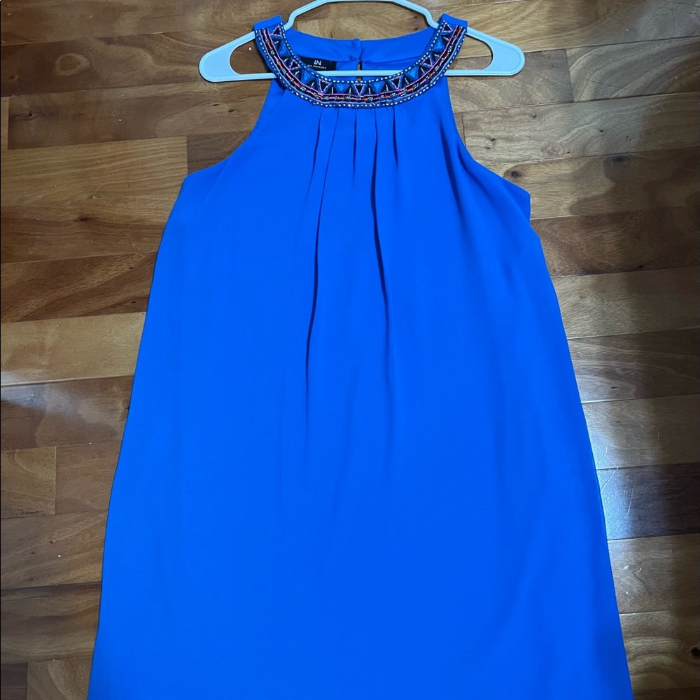 I.N. San Francisco beaded blue dress